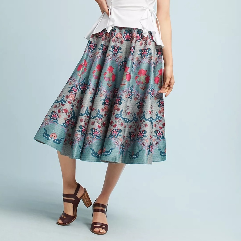 Siddhartha Bansal Anthropologie Saanvi Floral long Midi Skirt